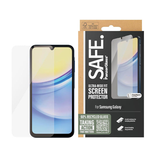Folija za zaštitu ekrana PanzerGlass Safe. Ultra-Wide Fit za Samsung Galaxy A16 5G A166 / A16 4G A165, Kaljeno staklo, Full Glue