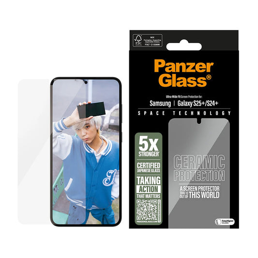 Folija za zaštitu ekrana PanzerGlass Ultra-Wide Ceramic EasyAligner za Samsung Galaxy S25+ S936 / S24+ S926, Kaljeno staklo, Full Glue