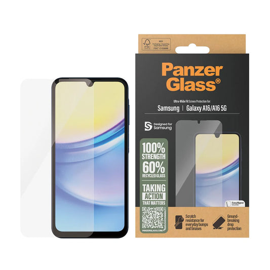 Folija za zaštitu ekrana PanzerGlass Ultra-Wide Fit EasyAligner za Samsung Galaxy A16 5G A166 / A16 4G A165, Kaljeno staklo, Full Glue