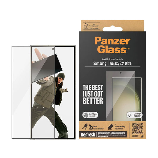 Folija za zaštitu ekrana PanzerGlass Ultra-Wide Fit EasyAligner za Samsung Galaxy S24 Ultra S928, Kaljeno staklo, Full Glue, Crna