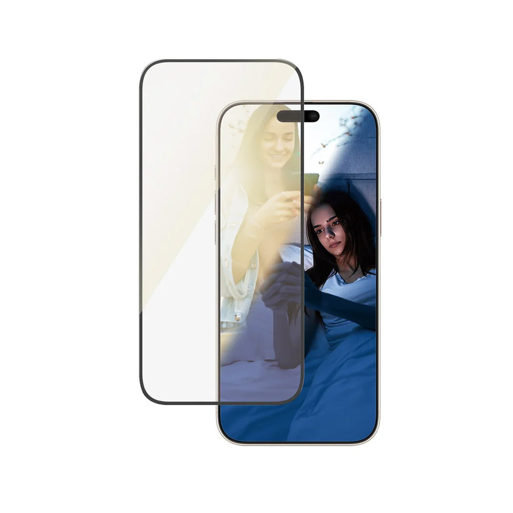 Folija za zaštitu ekrana PanzerGlass Ultra-Wide Fit EyeCare za Apple iPhone 16 Pro Max, Kaljeno staklo, Full Glue, Crna