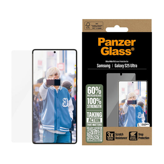 Folija za zaštitu ekrana PanzerGlass Ultra-Wide Fit za Samsung Galaxy S25 Ultra S938, Kaljeno staklo, Full Glue