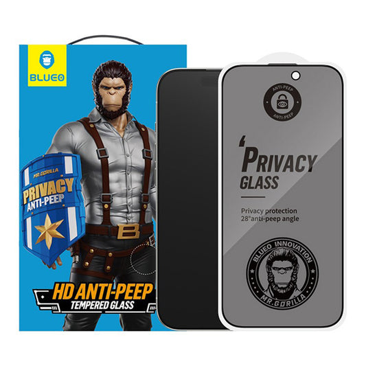 Folija za zaštitu ekrana Privacy Blueo Anti-Peep za Apple iPhone 17 Pro Max / 16 Pro Max, Kaljeno staklo, Full Glue, Set od 5 komada
