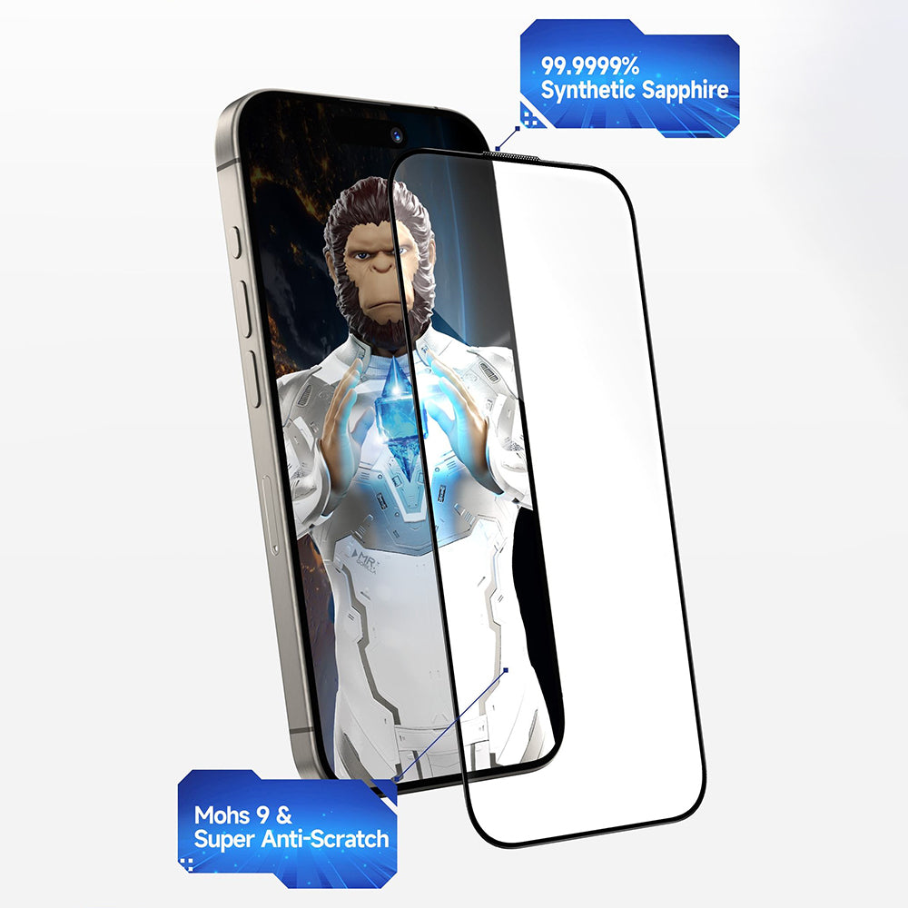 Folija za zaštitu ekrana Privacy Blueo Sapphire Applicator Pro za Apple iPhone 17 Pro Max / 16 Pro Max, Kaljeno staklo, Full Glue