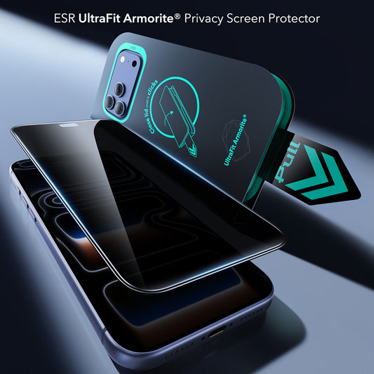 Zaštitna folija Ekran Privacy ESR Armorite UltraFit za Apple iPhone 18 Pro, Kaljeno Staklo, Full Glue, Set 2 komada