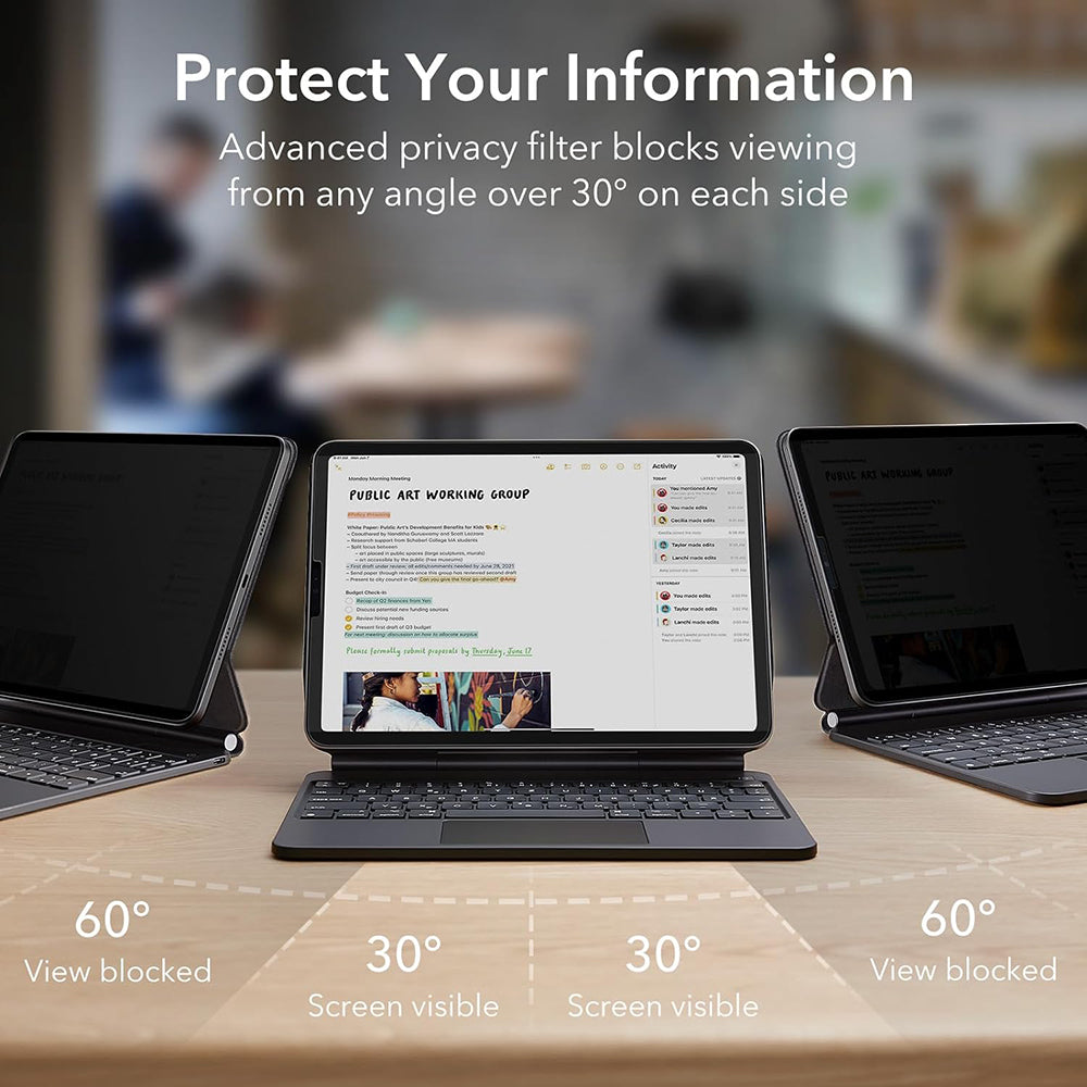 Folija za zaštitu Ekrana Privacy ESR Magnetic za Apple iPad Pro 12.9 (2022) / Pro 12.9 (2021) / Pro 12.9 (2020), Plastika