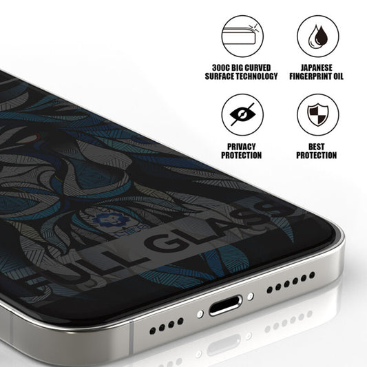 Folija za zaštitu ekrana Privacy Lito D+ Max 300C za Apple iPhone 17 / 16 Pro, Kaljeno staklo, Full Glue