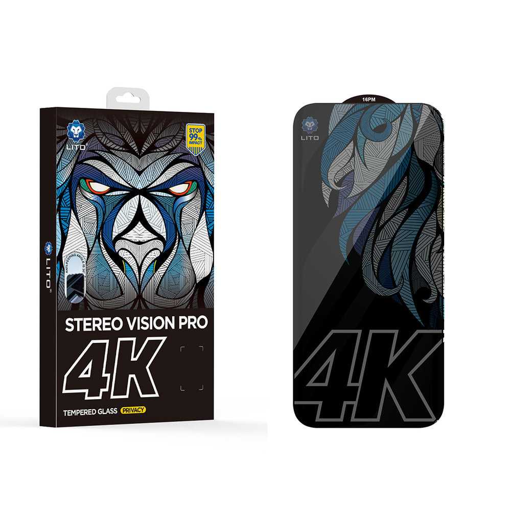 Folija za zaštitu ekrana Privacy Lito D+ Max 4K za Apple iPhone 17 / 16 Pro, Kaljeno staklo, Full Glue