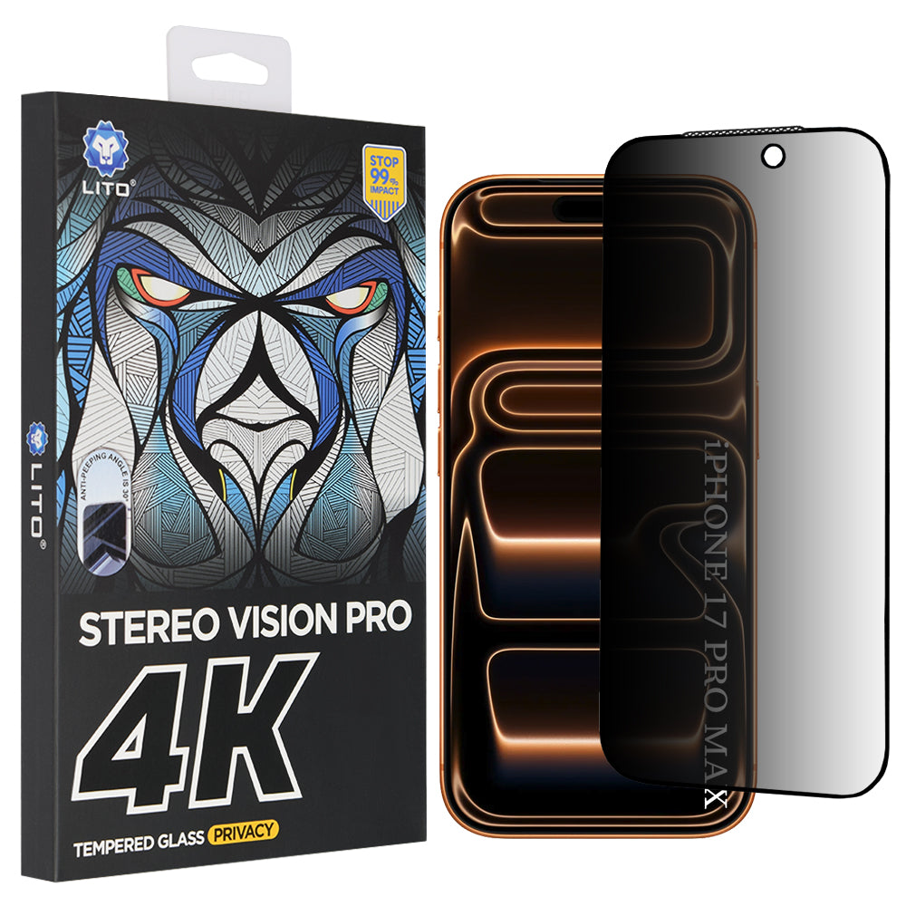 Folija za zaštitu ekrana Privacy Lito D+ Max 4K za Apple iPhone 17 Pro Max, Kaljeno staklo, Full Glue