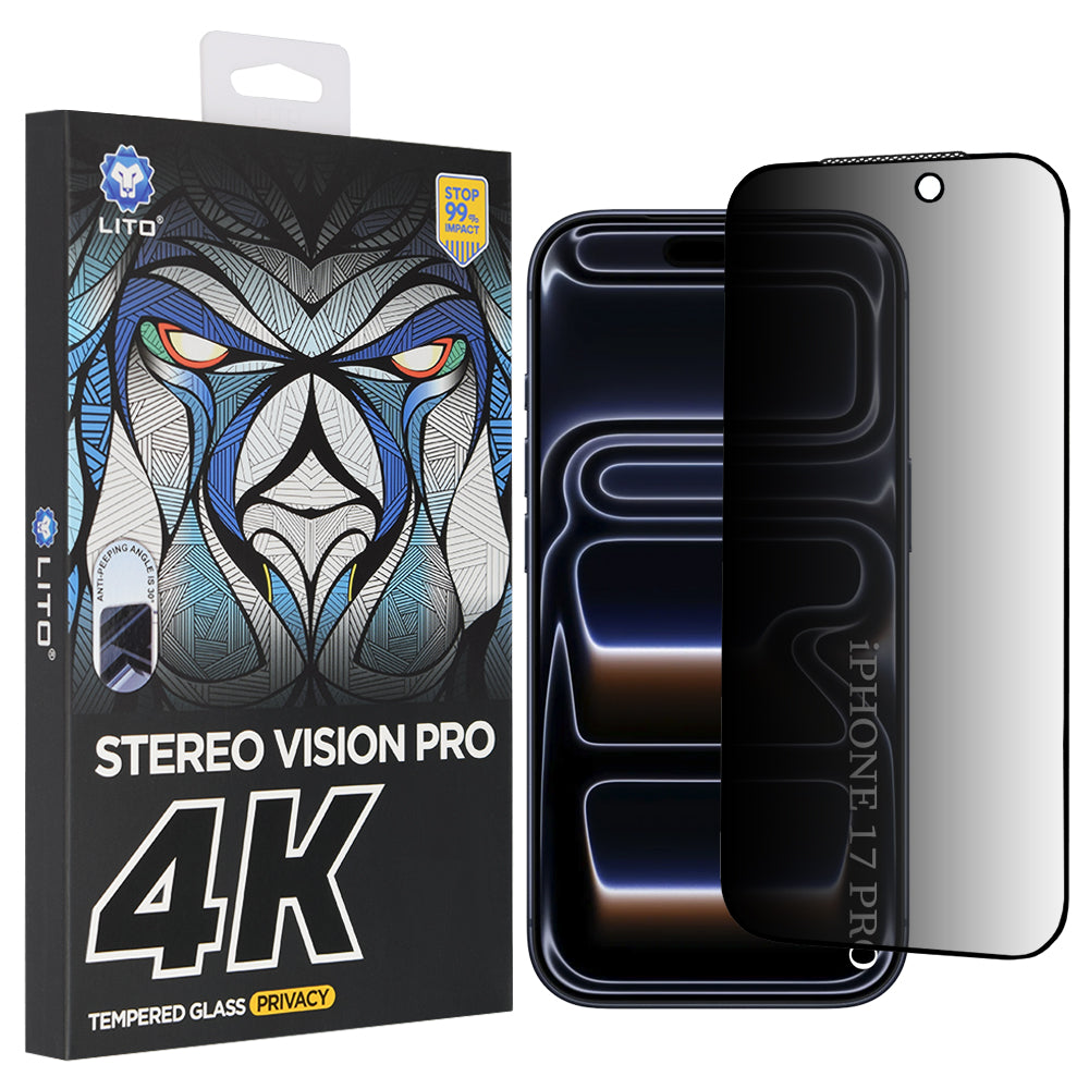 Folija za zaštitu ekrana Privacy Lito D+ Max 4K za Apple iPhone 17 Pro, Kaljeno staklo, Full Glue