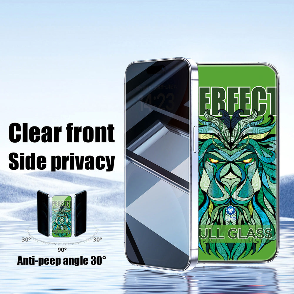 Folija za zaštitu ekrana Privacy Lito D+ Max Strong za Apple iPhone 17 / 16 Pro, Kaljeno staklo, Full Glue