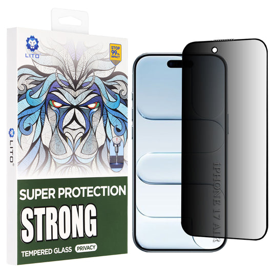 Folija za zaštitu ekrana Privacy Lito D+ Max Strong za Apple iPhone 17 Air, Kaljeno staklo, Full Glue