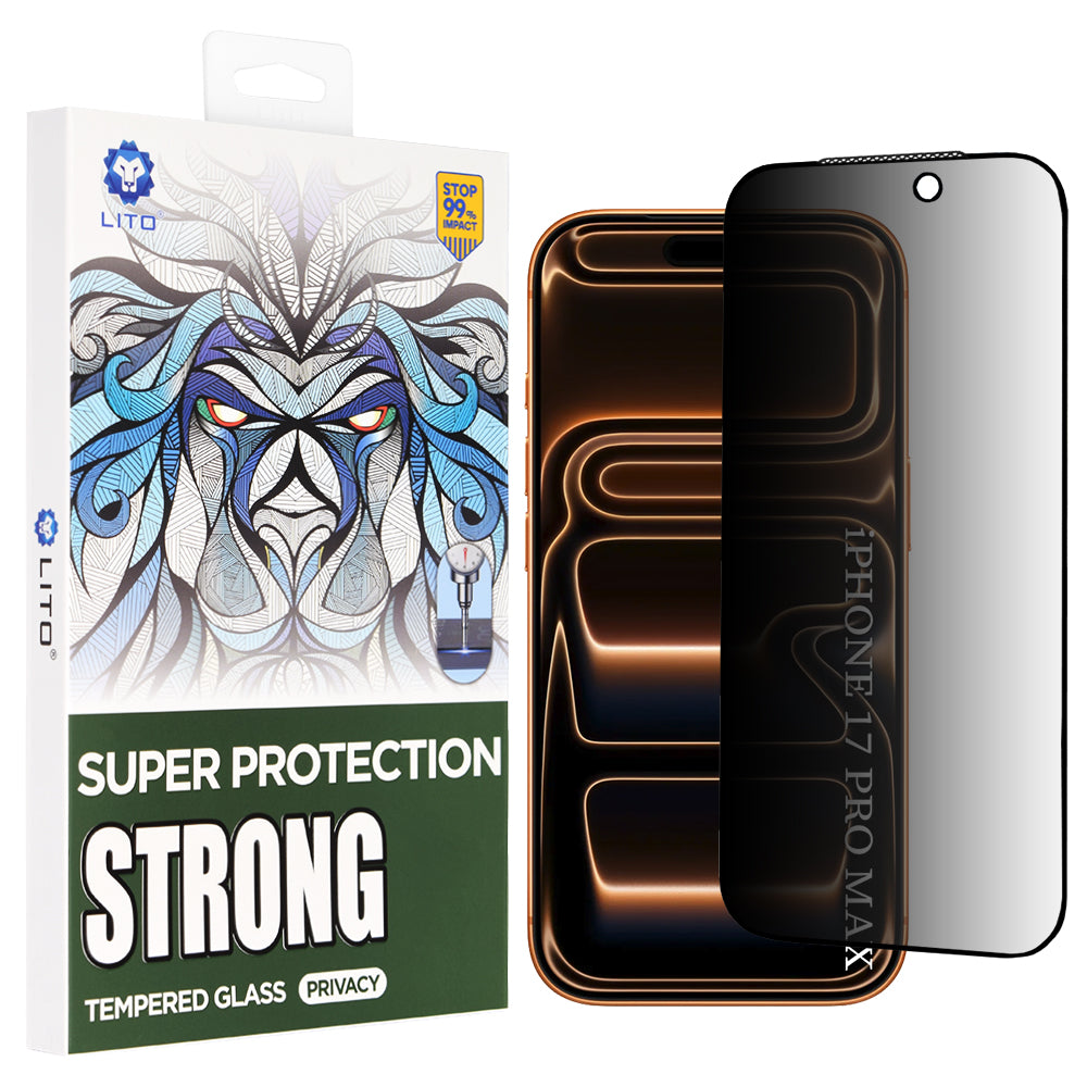 Folija za zaštitu ekrana Privacy Lito D+ Max Strong za Apple iPhone 17 Pro Max, Kaljeno staklo, Full Glue