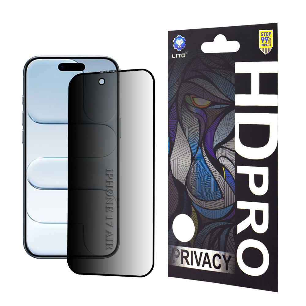 Folija za zaštitu Ekrana Privacy Lito HD Pro za Apple iPhone 17 Air, Kaljeno Staklo, Full Glue