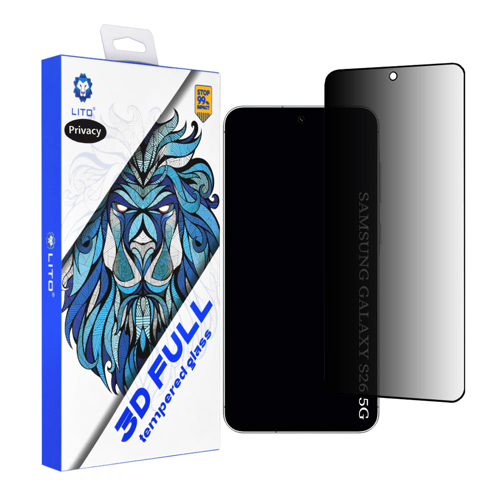 Folija za zaštitu ekrana Privacy Lito za Samsung Galaxy S26 S942, Kaljeno staklo, Full Glue, 3D