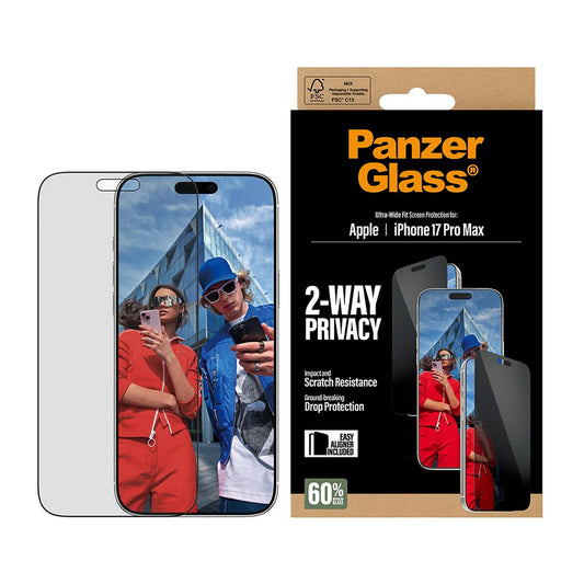 Folija za zaštitu ekrana Privacy PanzerGlass Ultra-Wide Fit 2-Way EasyAligner za Apple iPhone 17 Pro Max, Kaljeno staklo, Full Glue