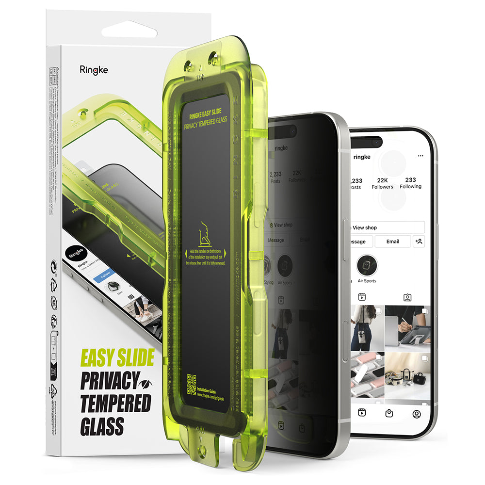 Zaštitna folija za ekran Privacy Ringke Easy Slide za Apple iPhone 17, Kaljeno staklo, Full Glue, Set od 2 komada