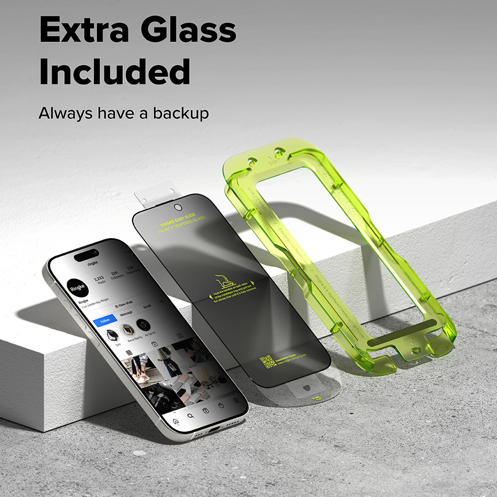 Zaštitna folija za ekran Privacy Ringke Easy Slide za Apple iPhone 17, Kaljeno staklo, Full Glue, Set od 2 komada