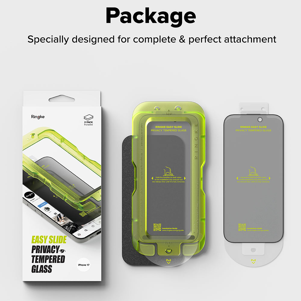 Zaštitna folija za ekran Privacy Ringke Easy Slide za Apple iPhone 17, Kaljeno staklo, Full Glue, Set od 2 komada