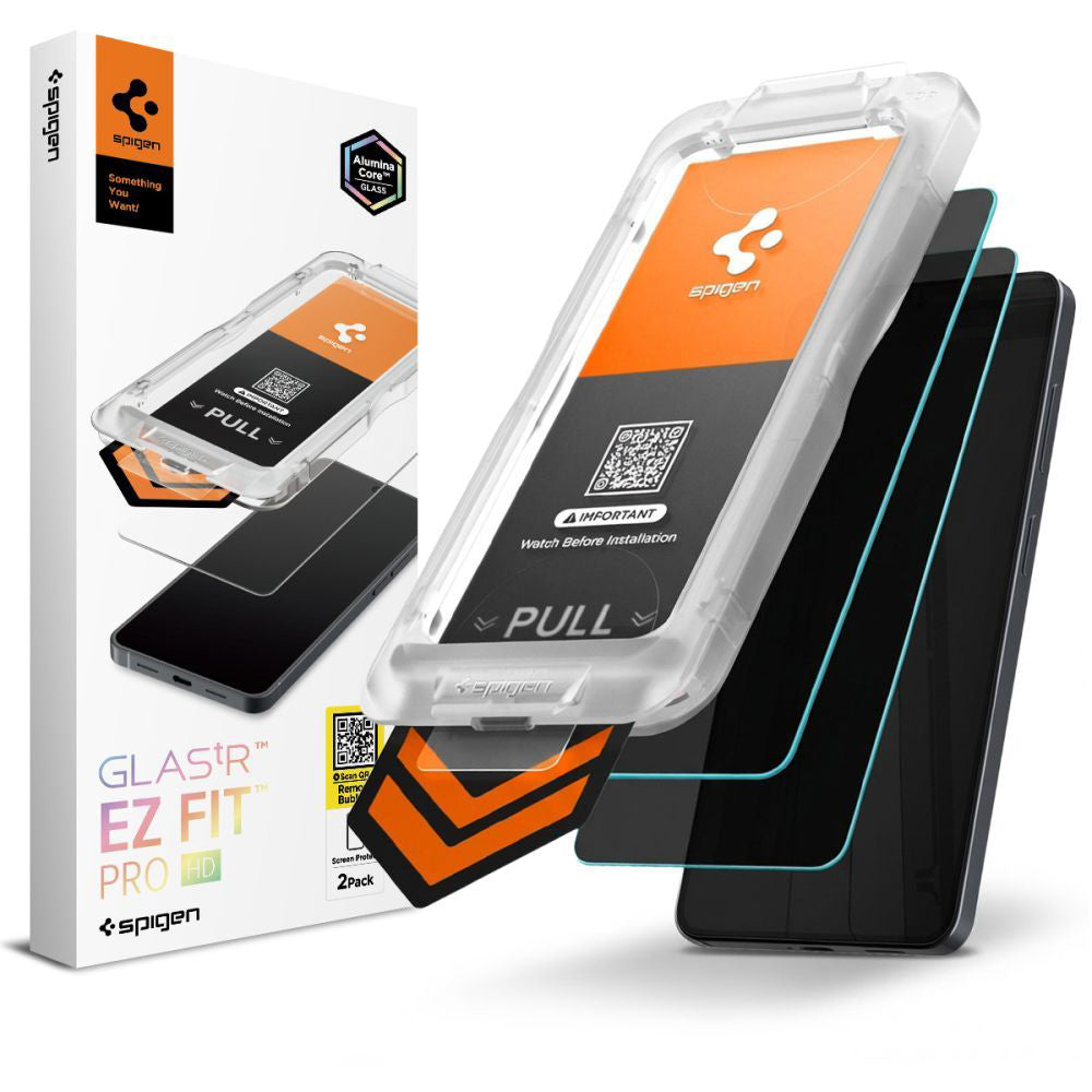 Folija za zaštitu ekrana Privacy Spigen GlastR EZ FIT Pro HD za Samsung Galaxy S26 S942, Kaljeno staklo, Full Glue, Set 2 komada AGL11096