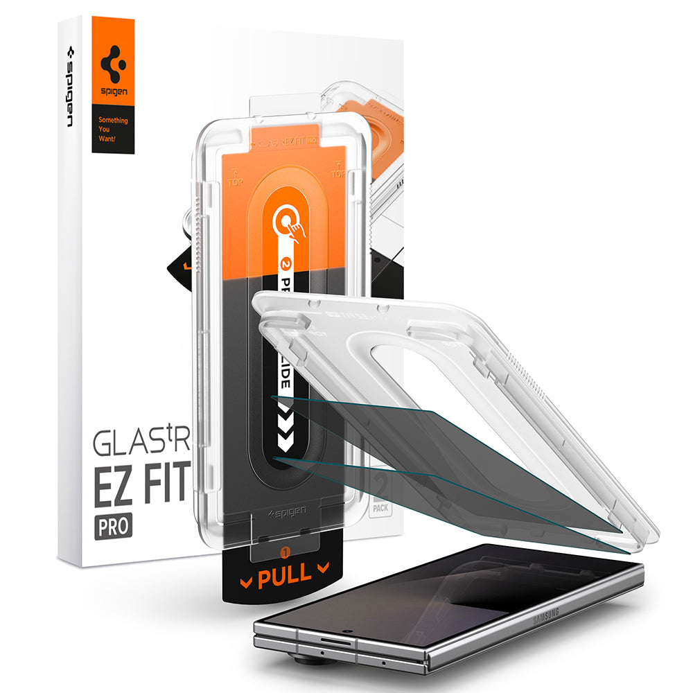 Zaštitna folija za spoljašnji ekran Privacy Spigen GlastR EZ FIT Pro za Samsung Galaxy Z Fold8 Ultra F976, Kaljeno staklo, Full Glue, Set od 2 komada
