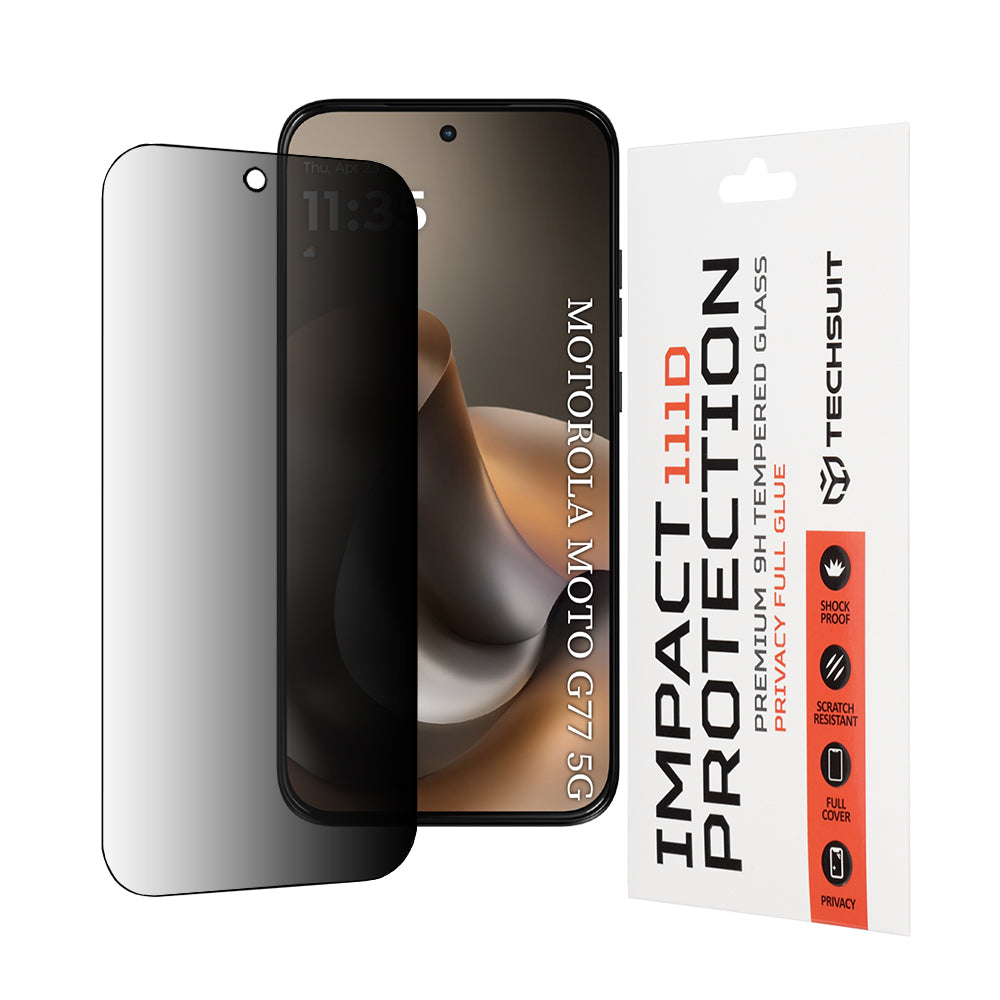 Zaštitna folija za ekran Privacy Techsuit za Motorola Moto G77 / G67, Kaljeno staklo, Full Glue, 111D
