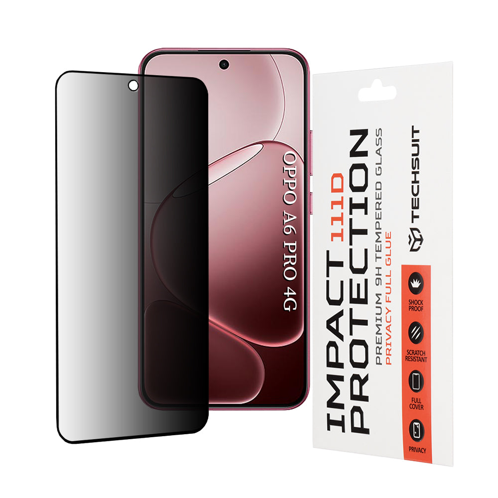 Zaštitna folija za ekran Privacy Techsuit za Oppo A6 Pro 5G / A6 Pro 4G, Kaljeno staklo, Full Glue, 111D