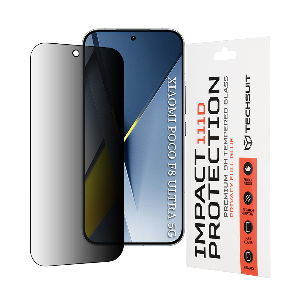 Folija za zaštitu ekrana Privacy Techsuit za Xiaomi Poco F8 Ultra, Kaljeno staklo, Full Glue, 111D