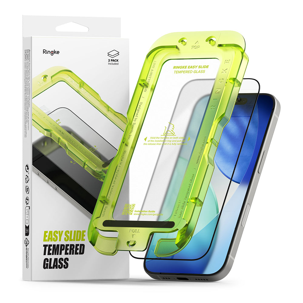 Zaštitna folija za ekran Ringke Easy Slide za Apple iPhone 18 Pro / 17 Pro, Kaljeno staklo, Full Glue, Set od 2 komada