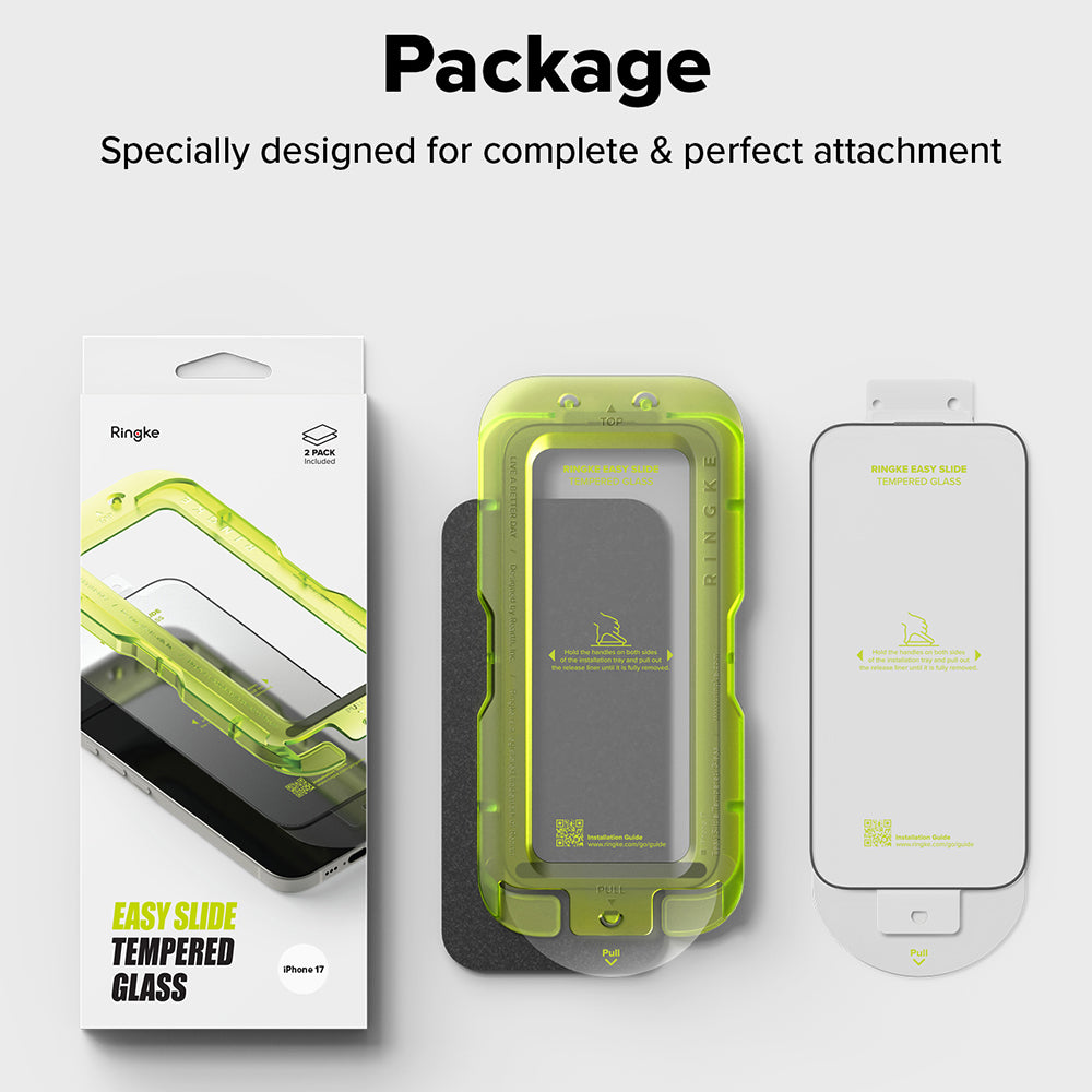 Zaštitna folija za ekran Ringke Easy Slide za Apple iPhone 18 Pro / 17 Pro, Kaljeno staklo, Full Glue, Set od 2 komada