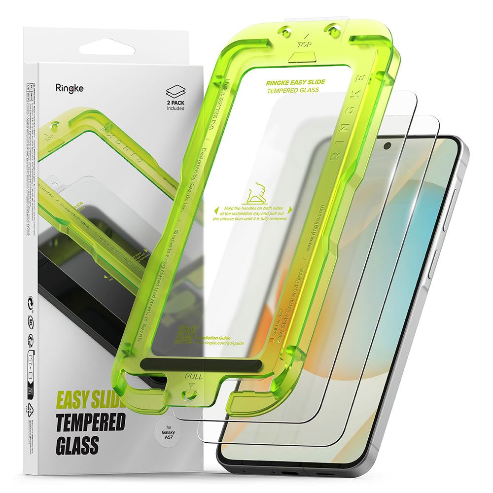 Folija za zaštitu ekrana Ringke Easy Slide za Samsung Galaxy A57 5G, Kaljeno staklo, Full Glue, Set od 2 komada