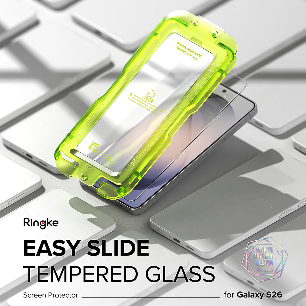 Folija za zaštitu ekrana Ringke Easy Slide za Samsung Galaxy S26 S942, Kaljeno staklo, Full Glue, Set 2 komada