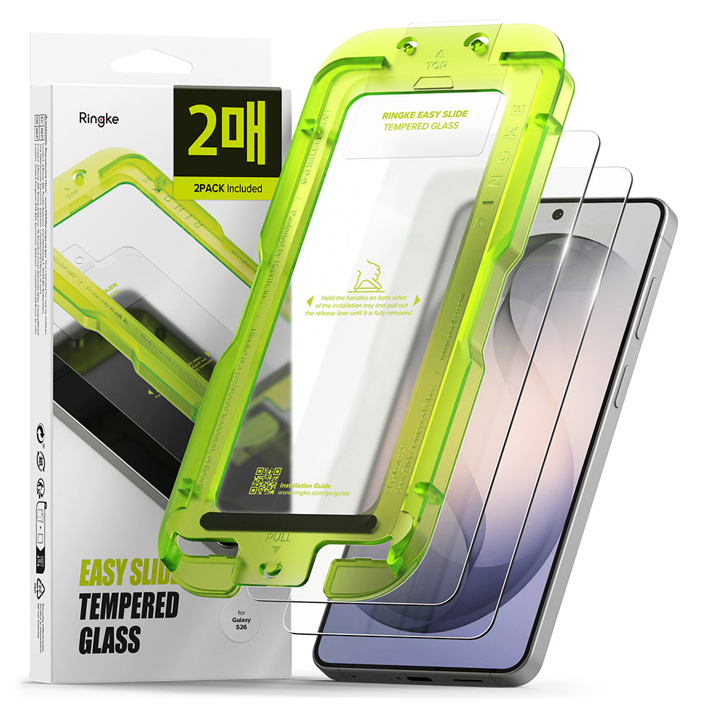 Folija za zaštitu ekrana Ringke Easy Slide za Samsung Galaxy S26 S942, Kaljeno staklo, Full Glue, Set 2 komada