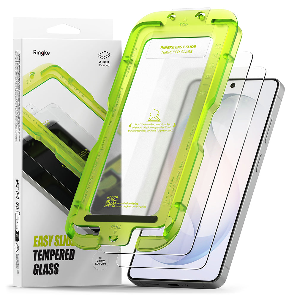 Folija za zaštitu ekrana Ringke Easy Slide za Samsung Galaxy S26 Ultra S948, Kaljeno staklo, Full Glue, Set 2 komada