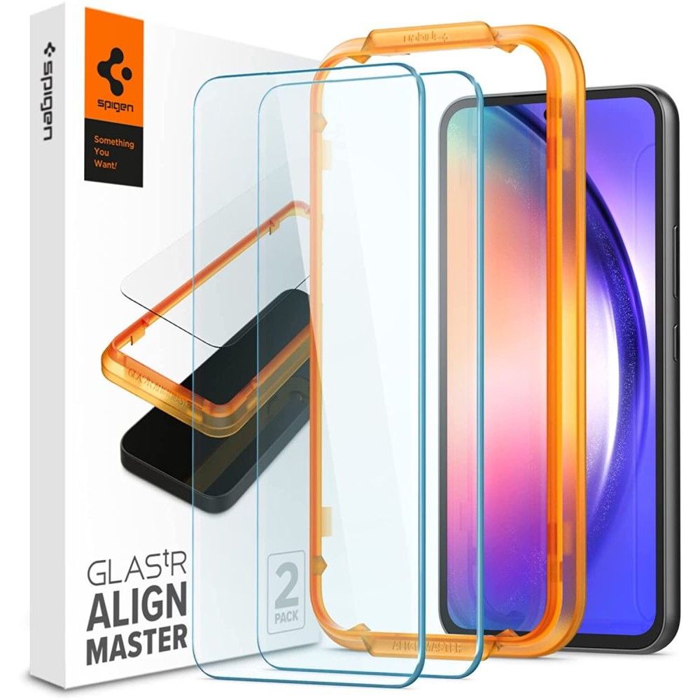Zaštitna folija za ekran Spigen GlastR Align Master za Samsung Galaxy A54 A546, Kaljeno staklo, Full Glue, Set od 2 komada AGL05966