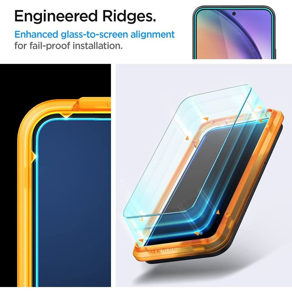 Zaštitna folija za ekran Spigen GlastR Align Master za Samsung Galaxy A54 A546, Kaljeno staklo, Full Glue, Set od 2 komada AGL05966