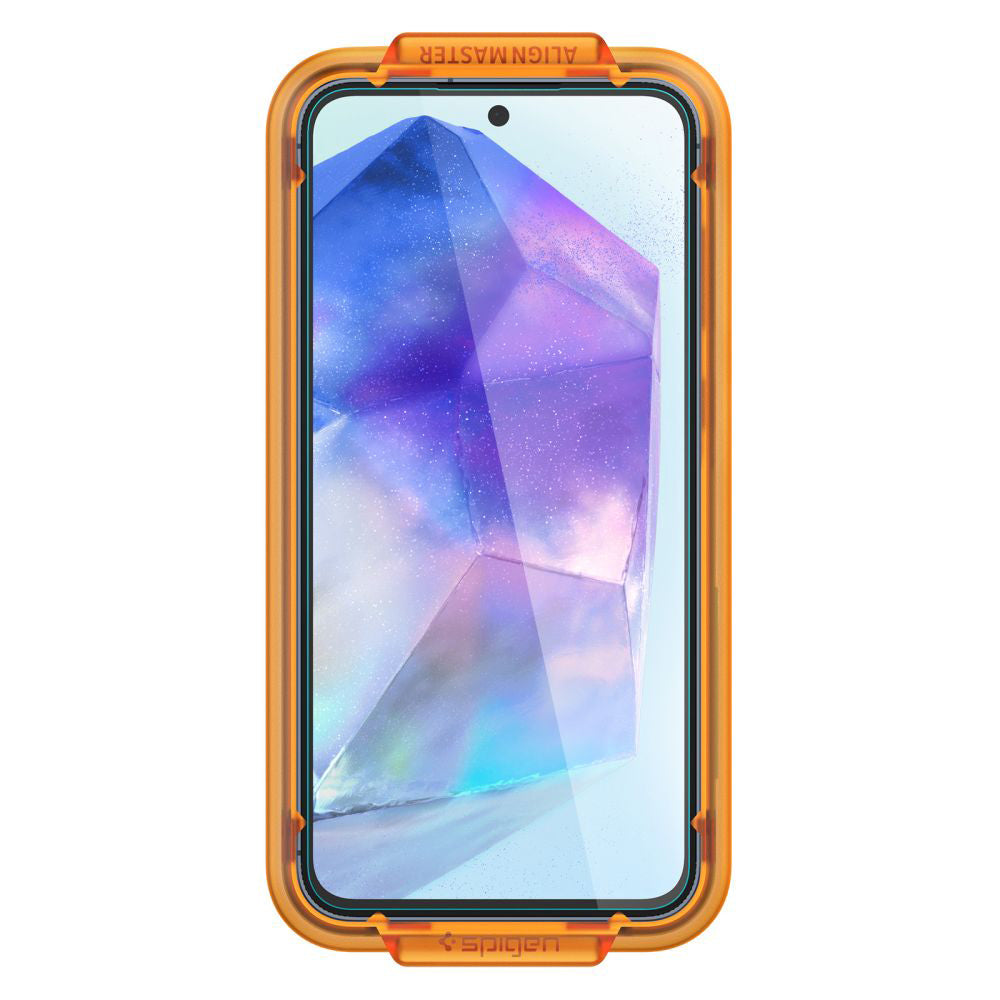 Zaštitna folija za ekran Spigen GlastR Align Master za Samsung Galaxy A55 5G A556, Kaljeno staklo, Full Glue, Set od 2 komada AGL07775