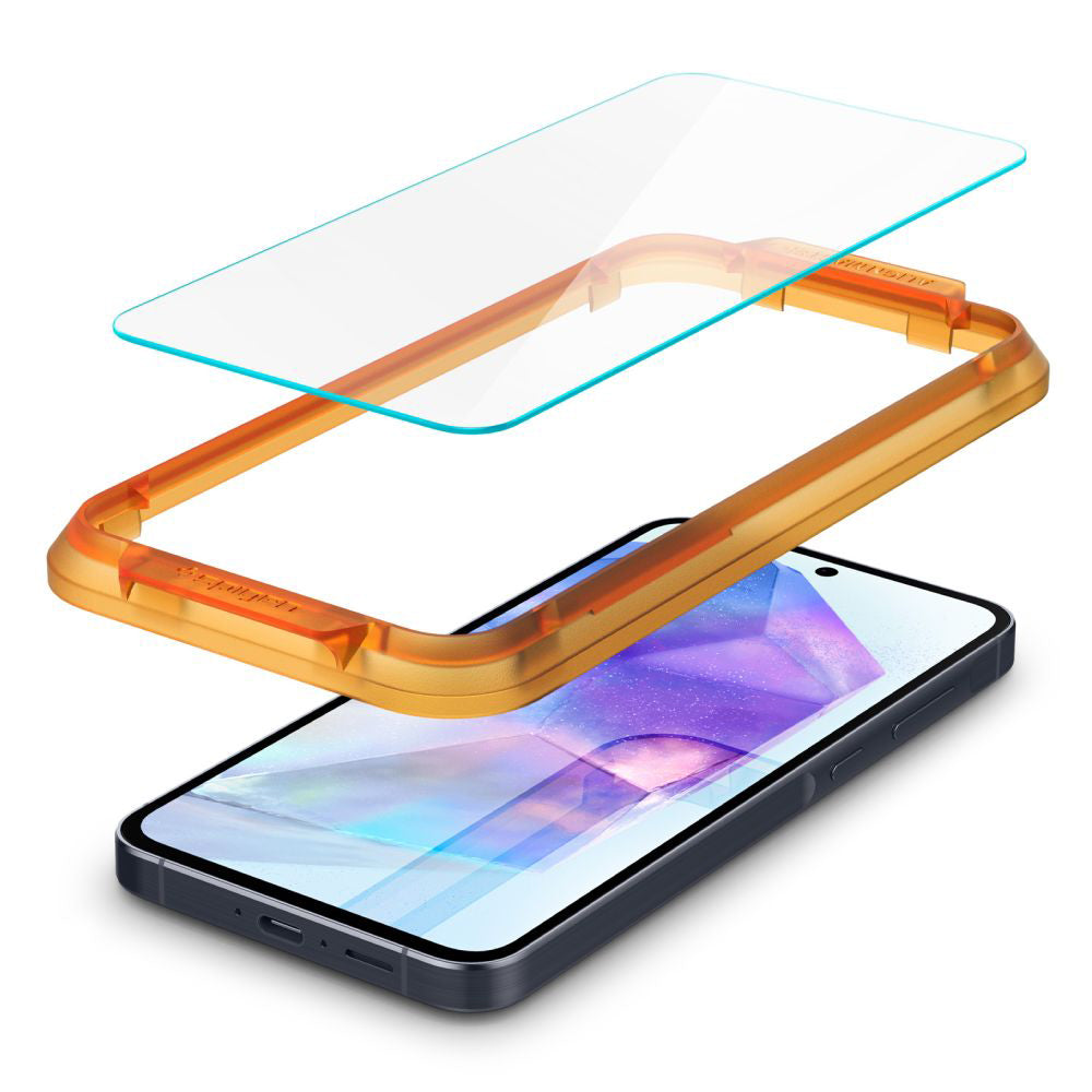 Zaštitna folija za ekran Spigen GlastR Align Master za Samsung Galaxy A55 5G A556, Kaljeno staklo, Full Glue, Set od 2 komada AGL07775