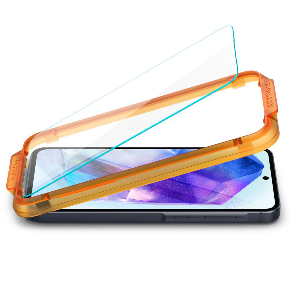 Zaštitna folija za ekran Spigen GlastR Align Master za Samsung Galaxy A55 5G A556, Kaljeno staklo, Full Glue, Set od 2 komada AGL07775