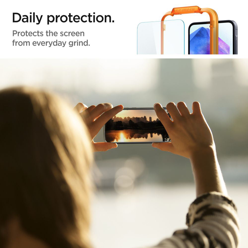 Zaštitna folija za ekran Spigen GlastR Align Master za Samsung Galaxy A55 5G A556, Kaljeno staklo, Full Glue, Set od 2 komada AGL07775