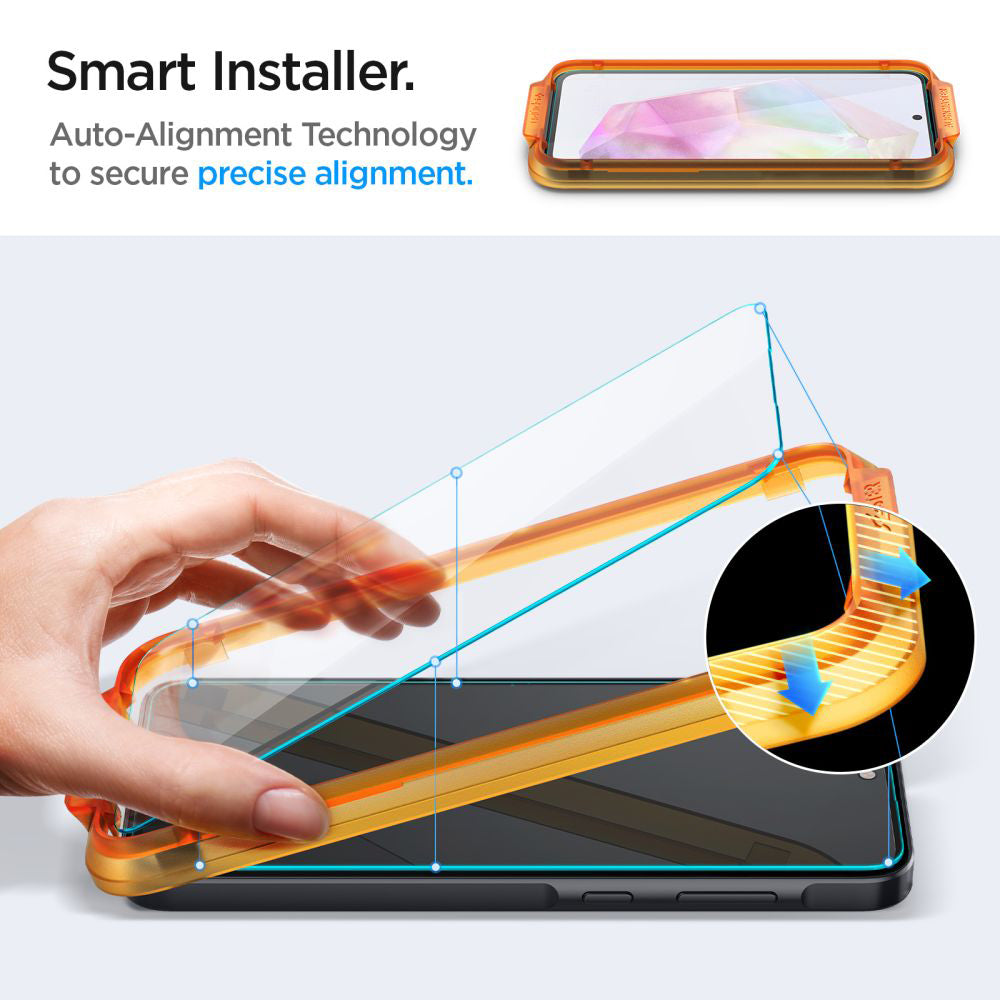Folija za zaštitu ekrana Spigen GlastR Align Master za Samsung Galaxy M35 / A35 5G A356, Kaljeno staklo, Full Glue, Set 2 komada AGL07772