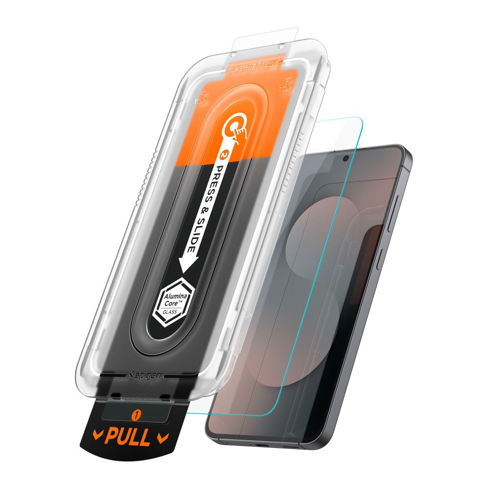Folija za zaštitu ekrana Spigen GlastR EZ FIT Pro HD za Samsung Galaxy S25 FE, Kaljeno staklo, Full Glue AGL10203