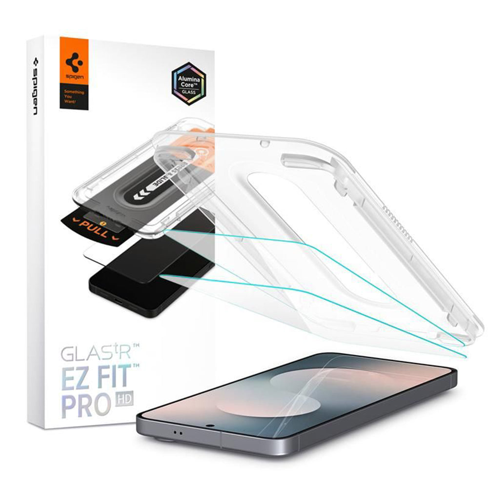 Zaštitna folija za ekran Spigen GlastR EZ FIT Pro HD za Samsung Galaxy S25 FE, Kaljeno staklo, Full Glue, Set 2 komada AGL10202