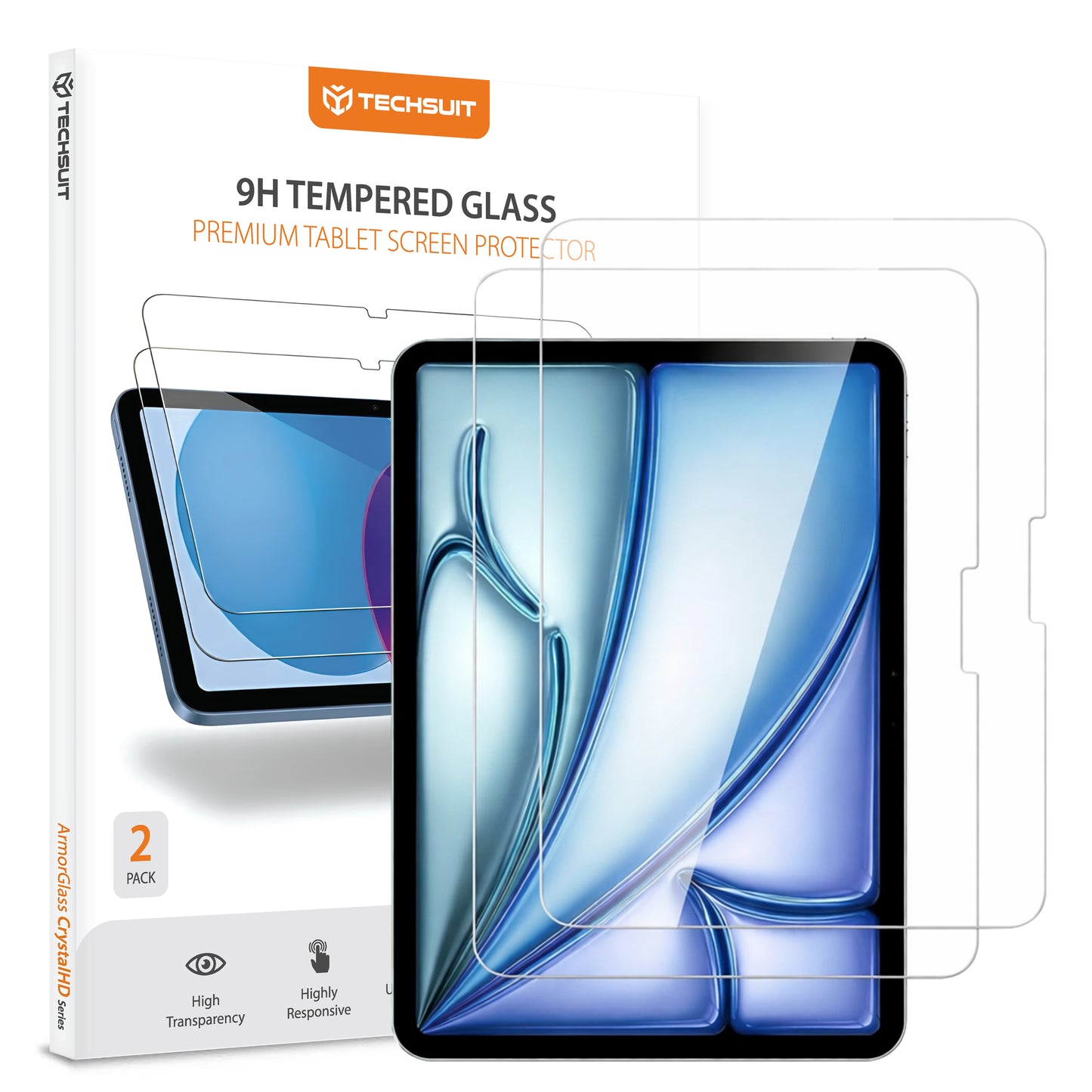 Zaštitna folija za ekran Techsuit ArmorGlass CrystalHD za Apple iPad Air 11 (2026) / Air 11 (2025), Kaljeno staklo, Full Glue, Set 2 komada