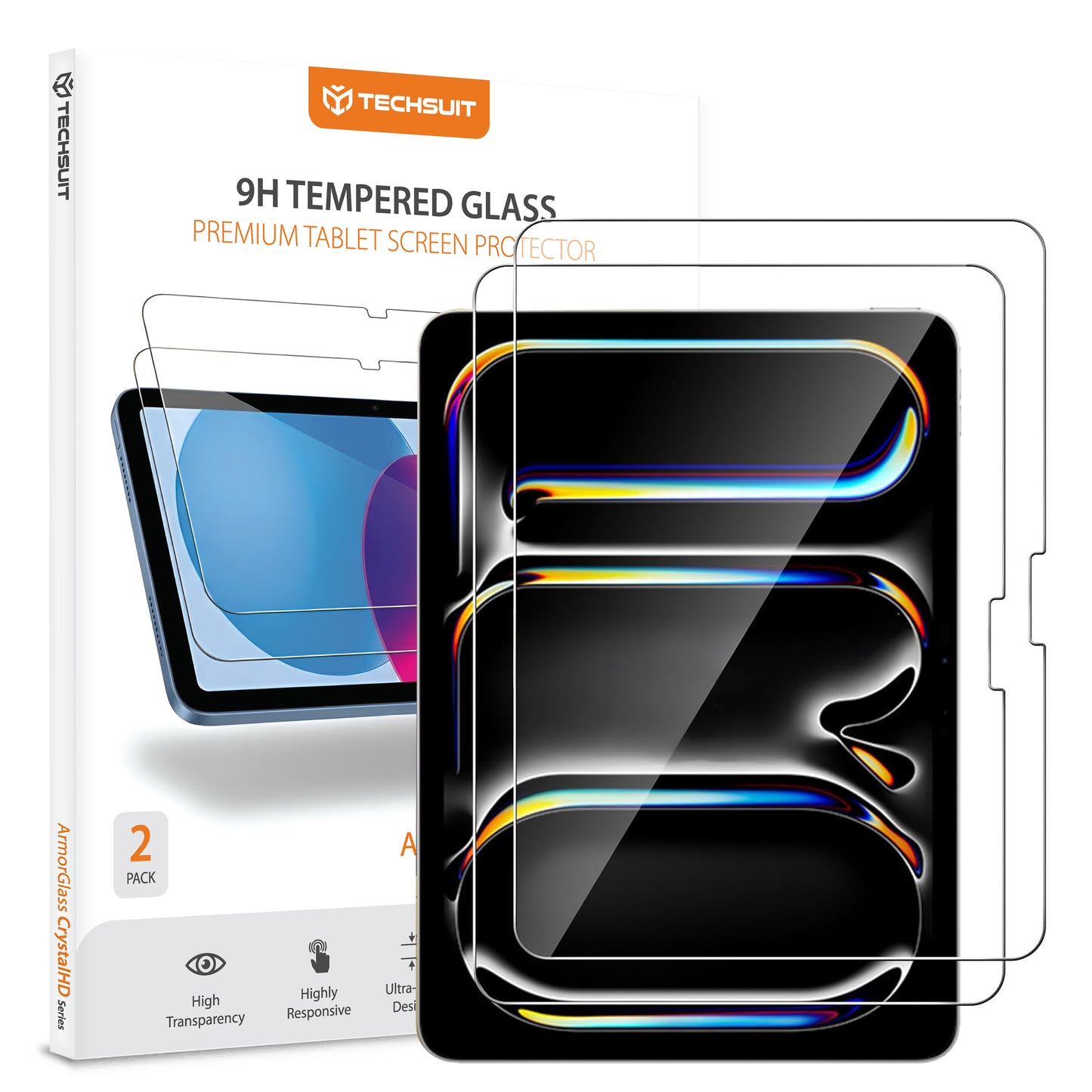 Folija za zaštitu ekrana Techsuit ArmorGlass CrystalHD za Apple iPad Air 13 (2025), Kaljeno staklo, Full Glue, Set 2 komada