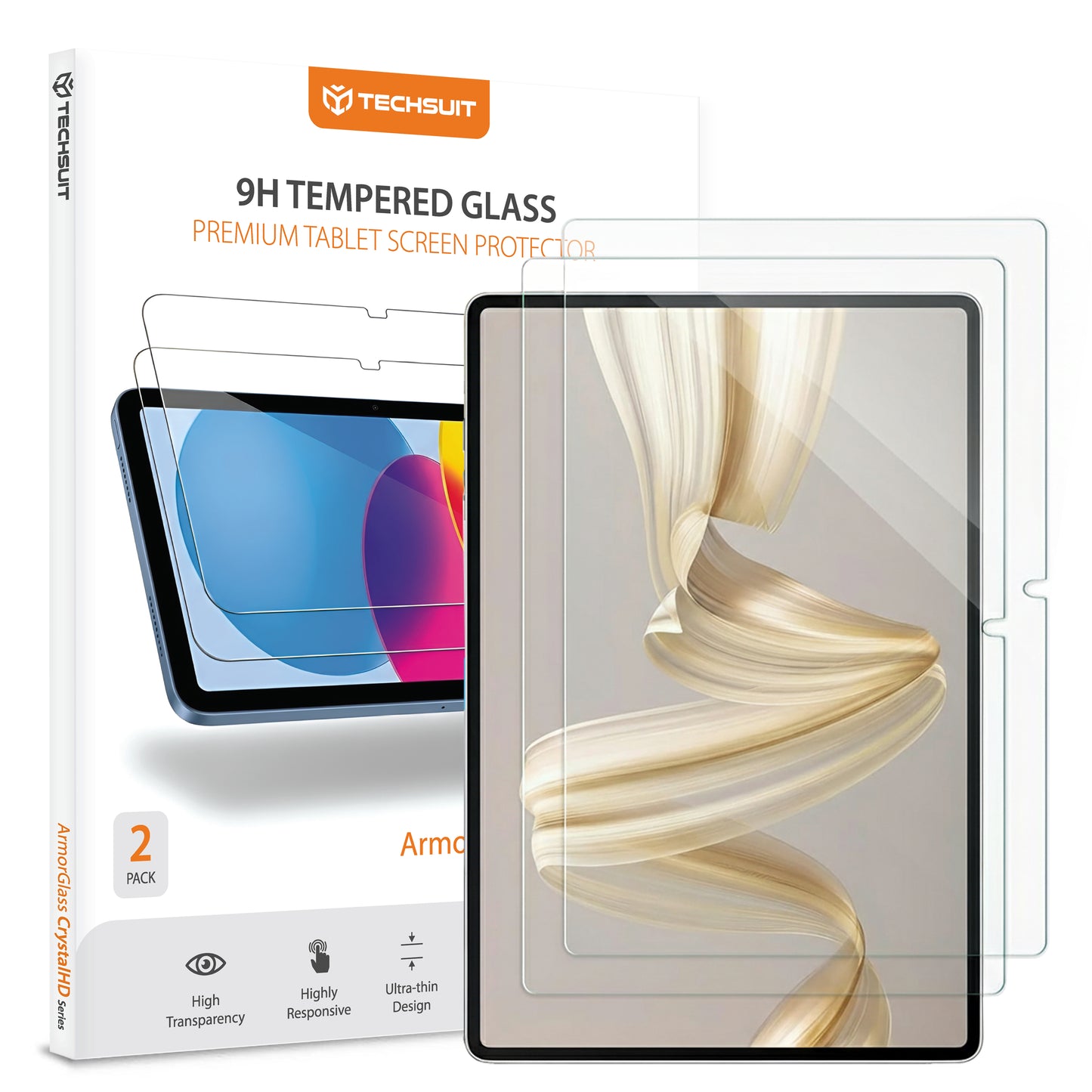 Folija za zaštitu ekrana Techsuit ArmorGlass CrystalHD za Huawei MatePad Pro 12.2 (2025), Kaljeno staklo, Full Glue, Set 2 komada