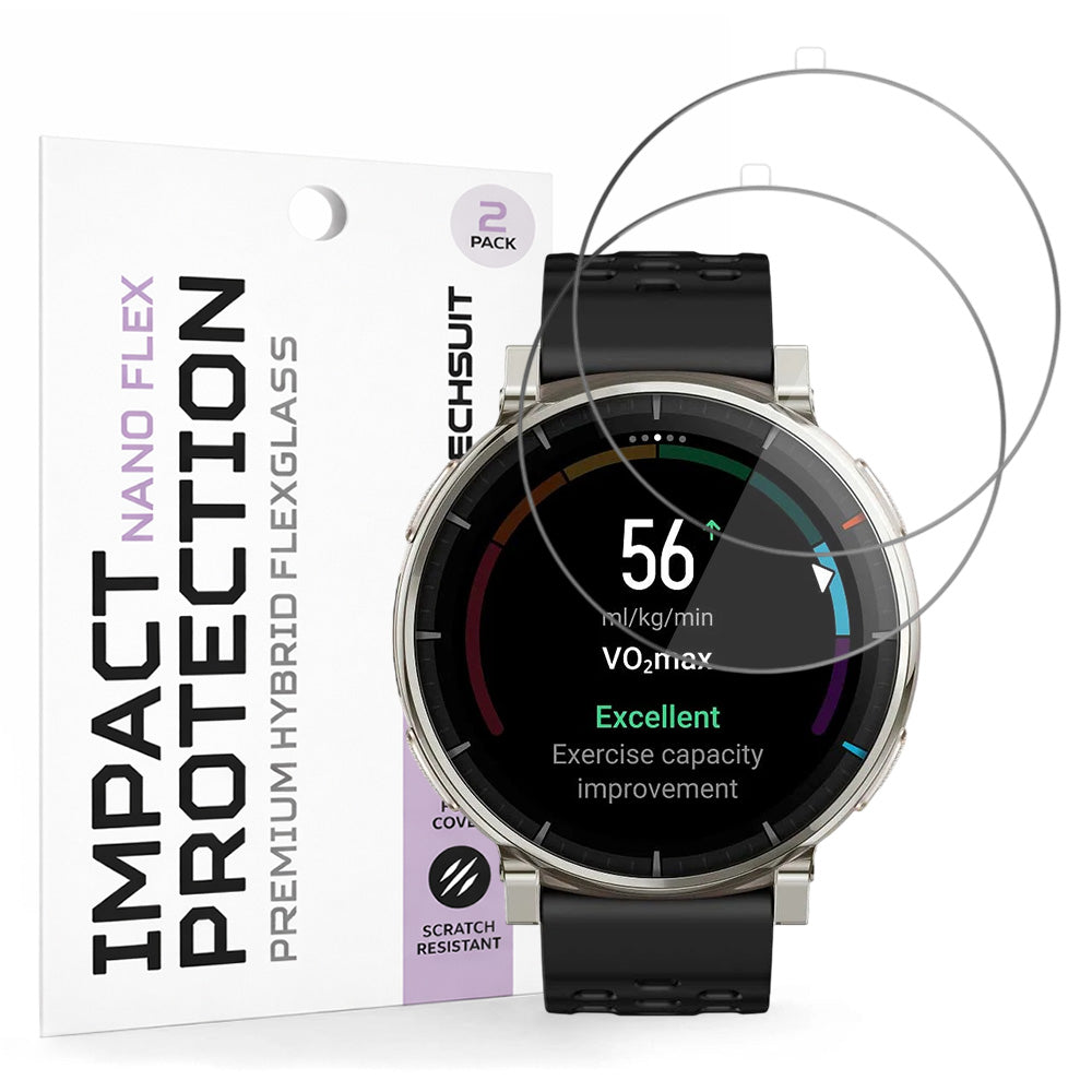 Folija za zaštitu ekrana Techsuit Nano Flex za Amazfit Active 3 Premium, Plastika, Set 2 komada, Crna