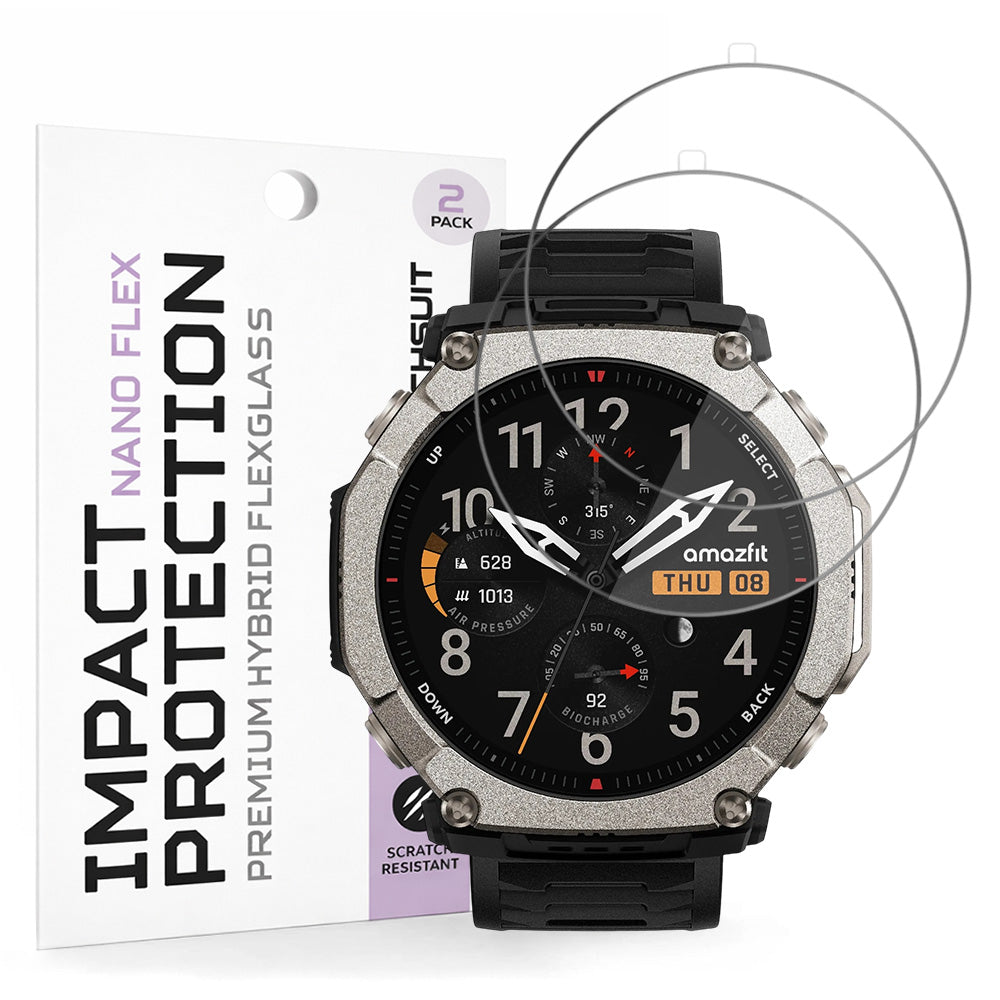 Folija za zaštitu ekrana Techsuit Nano Flex za Amazfit T-Rex Ultra 2, Plastika, Set 2 komada, Crna