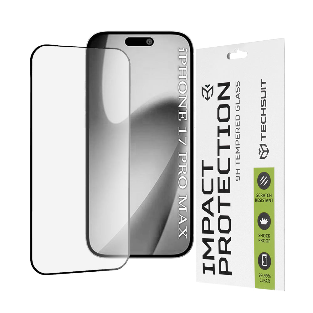 Zaštitna folija za ekran Techsuit za Apple iPhone 17 Pro Max, Kaljeno staklo, Full Glue, 111D, Crna