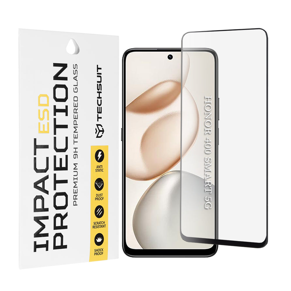 Zaštitna folija za ekran Techsuit za Honor 400 Smart 4G / X7d 4G / 400 Smart 5G / X7c / 200 Smart / X7b 5G, Kaljeno staklo, Full Glue, Crna